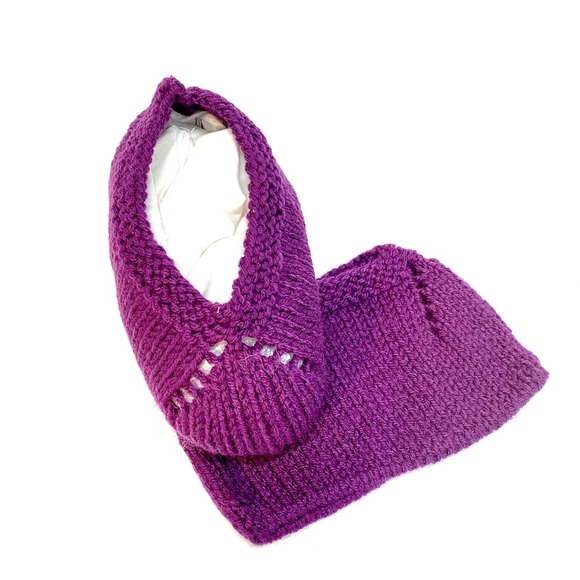 NWT Hand Knit Ladies House Slippers in Royal Purple Size Large - Picture 3 of 6